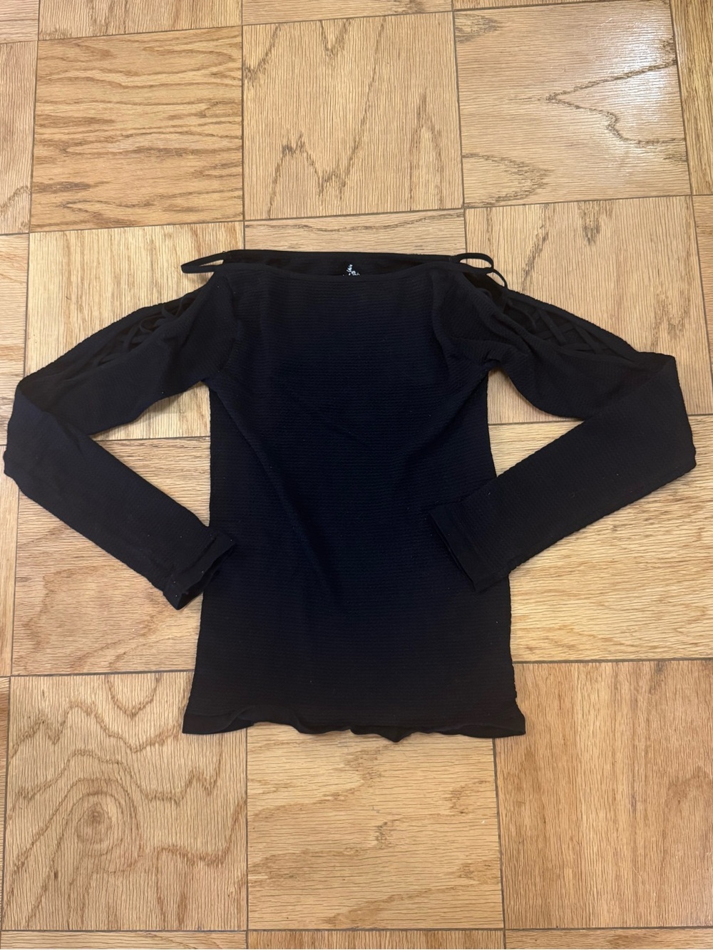 Intimately Free People Long Sleeve Ribbed Top with Lace-Up Shoulders